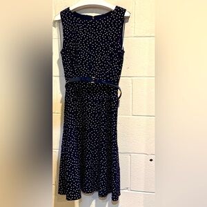 Tommy Hilfiger sleeveless navy blue white polka dot dress
